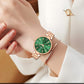 Round Rose Gold Green Analog Watch - For Women DRW001