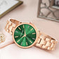 Round Rose Gold Green Analog Watch - For Women DRW001