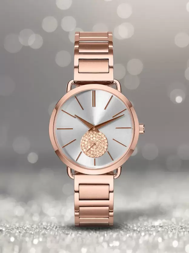 Rose Gold Finish Stylish Round Dial For Women Premium Watch - DRW0011