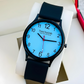 Sky Blue Black Duo Silicon Strap Premium Look Watch For Men - DRM0016