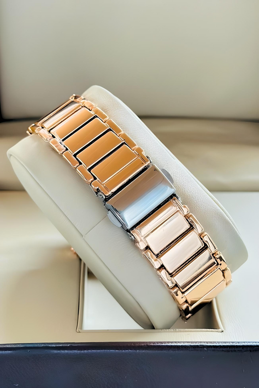 Square Rose Gold White Dial Trending Women Watch - DRW006