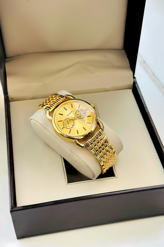 Chronographs Trending Gold Watch Premium Quality For Women - DRW0013