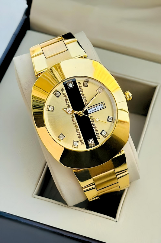 Day & Date Function Working Premium Full Gold Hands Watch For Men - DRM0017 DD