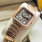 Embossed Print Stylish Rose Gold Watch For Women - DRW006