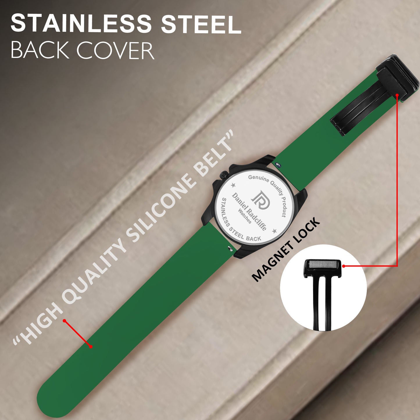 Magnetic Adjustable Lock With Premium Rim Fancy Hands Green Rich Vibe Watch For Men - DRM0019