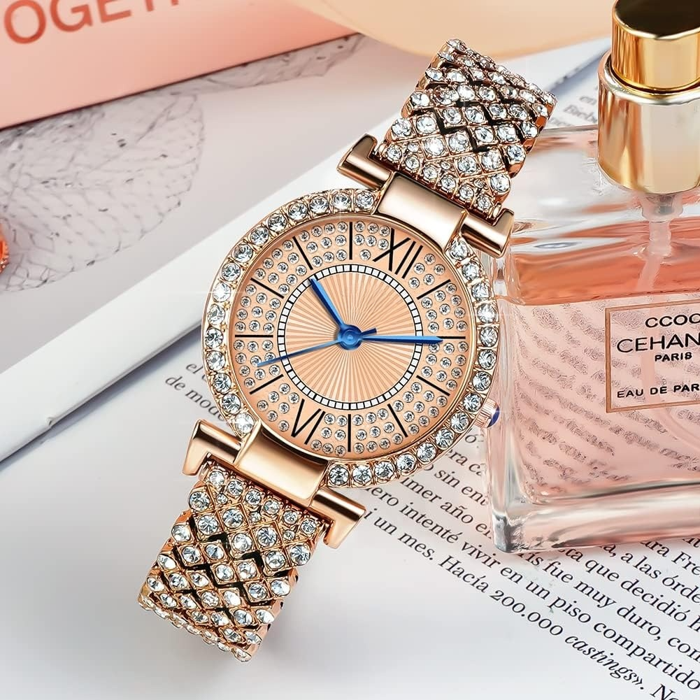 Diamond Studded Blue Hands Premium Quality Women Watch - DRW0023