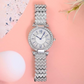 Diamond Studded Silver Blue Hands Premium Quality Women Watch - DRW0023