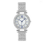 Diamond Studded Silver Blue Hands Premium Quality Women Watch - DRW0023