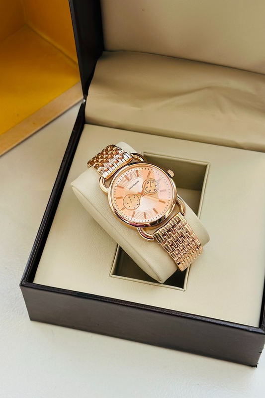 Chronographs Trending Rose Gold Watch Premium Quality For Women - DRW0013