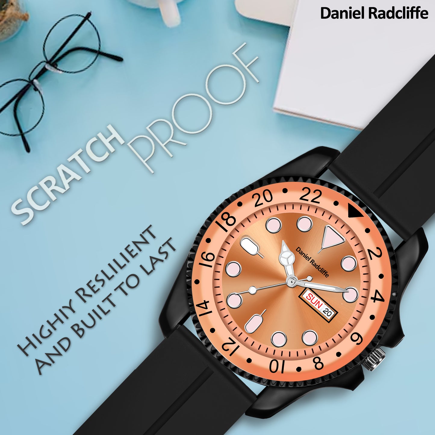 Magnetic Adjustable Lock With Premium Rim Fancy Hands Orange Rich Vibe Watch For Men - DRM0019