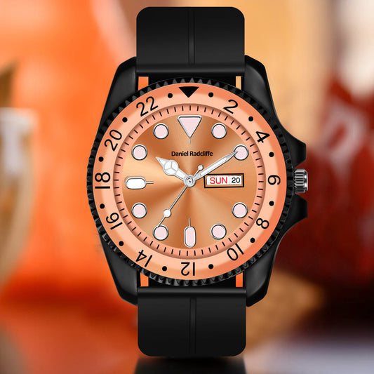 Magnetic Adjustable Lock With Premium Rim Fancy Hands Orange Rich Vibe Watch For Men - DRM0019