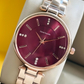 Round Rose Gold Maroon Analog Watch - For Women DRW001