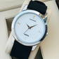 Premium Quality Silicone Strap Round Silver Frame Stylish Men Watch - DRM013